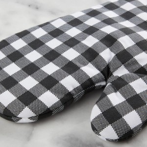 KITCHENAID Gingham Oven Mitt 2-Pack Set, Matte Black, 7