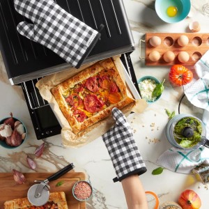 KITCHENAID Gingham Oven Mitt 2-Pack Set, Matte Black, 7