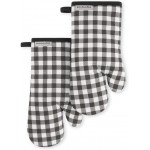 KITCHENAID Gingham Oven Mitt 2-Pack Set, Matte Black, 7