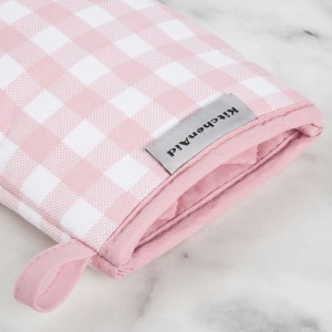 KitchenAid Gingham Mini Oven Mitt 2-Pack Set, Dried Rose, 5.5