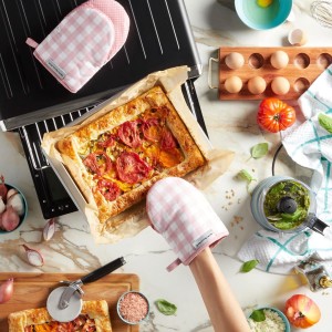 KitchenAid Gingham Mini Oven Mitt 2-Pack Set, Dried Rose, 5.5