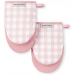 KitchenAid Gingham Mini Oven Mitt 2-Pack Set, Dried Rose, 5.5