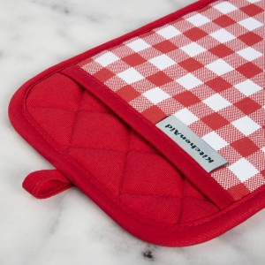 KitchenAid Gingham Pot Holder 2-Pack Set, Passion Red, 7