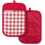 KitchenAid Gingham Pot Holder 2-Pack Set, Passion Red, 7