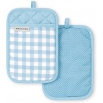 KitchenAid Gingham Pot Holder 2-Pack Set, Blue Velvet, 7