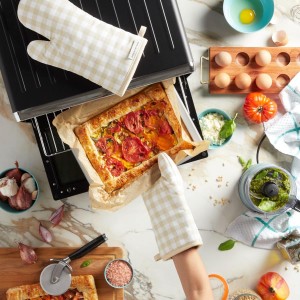 KitchenAid Gingham Oven Mitt 2-Pack Set, Milkshake, 7