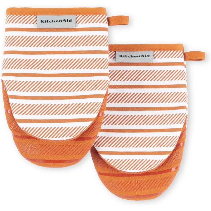 KitchenAid Albany Mini Oven Mitt 2-Pack Set, Honey, 5.5