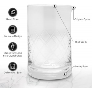 Professional Bartending Kit for Stirred Drinks: Crystal Mixing Glass, Japanese Jigger, Julep Strainer and Bar Spoon