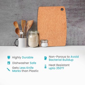 Dishwasher Safe Cutting Board for Kitchen - Large Composite Wood Chopping Board, Thin & Lightweight, Heat Resistant, BPA-Free and Eco-Friendly Cutting Board for Meal Prep, 14.5 x 11.25 Inch (Natural)