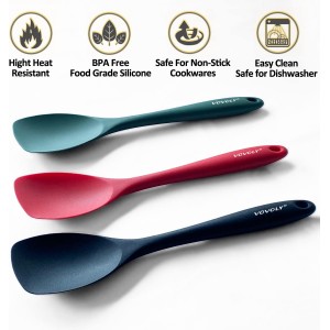 Upgrade Silicone Spatula Spoon Set,VOVOLY Heat Resistant Rubber Spoonula, Seamless Non-Stick Flexible Scrapers for Baking Mixing Tool,3 Pack,
