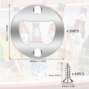 20 Set Stainless Steel Bottle Opener Insert Kits Metal Beer Bottle Opener Beer Wine Hardware Parts with 42Pcs Screws for DIY Resin Mould Kit Bottle Opener (Silver)