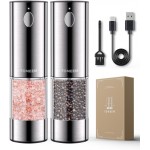 TOMEEM Upgraded Larger Capacity Electric Salt and Pepper Grinder Set Rechargeable with LED lights, Stainless Steel Automatic Pepper and Salt Grinder Refillable with 5 Adjustable Coarseness