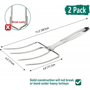KAYCROWN Turkey Lifter Forks, Stainless Steel Poultry Lifters Set of 2, Roast Lifters Poultry Forks Carving Fork Great for Thanksgiving, Transfer Turkey or Ham Easily
