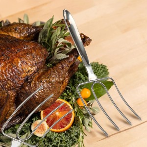 KAYCROWN Turkey Lifter Forks, Stainless Steel Poultry Lifters Set of 2, Roast Lifters Poultry Forks Carving Fork Great for Thanksgiving, Transfer Turkey or Ham Easily