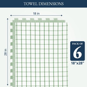 LANE LINEN Cotton Kitchen Towels Set, 6-Pack – Absorbent, Quick-Drying Dish Towels, 18