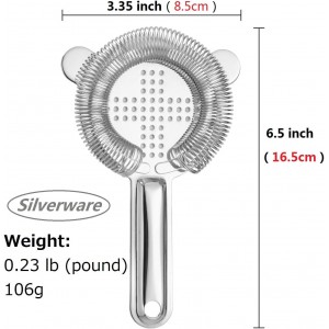 Cocktail Strainer,hawthorne strainer,Stainless Steel Bar Strainer, Bar Tool Drink Strainer with 100 Wire Spring for Professional Bartenders and Mixologists Professional for Bar Restaurant Home