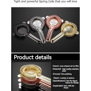 Cocktail Strainer,hawthorne strainer,Stainless Steel Bar Strainer, Bar Tool Drink Strainer with 100 Wire Spring for Professional Bartenders and Mixologists Professional for Bar Restaurant Home