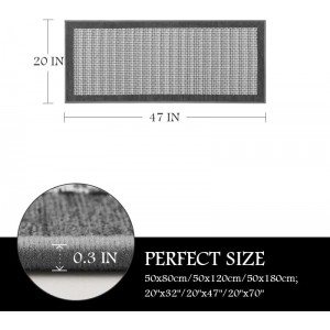 PADOOR Kitchen Mats for Floor, Kitchen Rugs Non Slip Washable, Rubber Backed Kitchen Runner Super Absorbent Kitchen Floor Mat Sink Rug, 20”x47” Grey