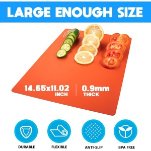 Goodluck 5 Pieces Flexible Cutting Boards, BPA Free Plastic Cutting Boards for Kitchen, Non Slip Cutting Mat for Meat and Vegetables