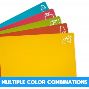 Goodluck 5 Pieces Flexible Cutting Boards, BPA Free Plastic Cutting Boards for Kitchen, Non Slip Cutting Mat for Meat and Vegetables