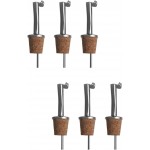 6PCS Wine Pourer with Stopper, Stainless Steel Wooden Cork,Liquor Pour Spouts for Wine Olive Oil Beer Bottles