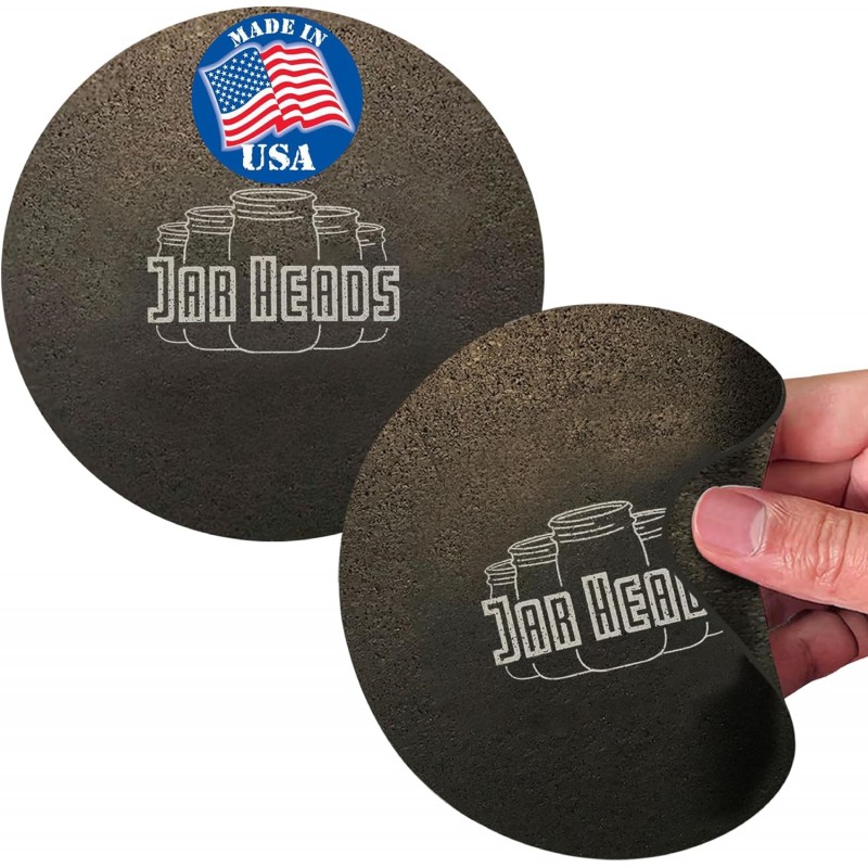 JAR HEADS Rubber Jar Opener Gripper Pad 2 Pack - Thick 5 Inch Grippers for Opening Jars Made in the USA - Jar Opener for Weak Hands & Seniors with Arthritis
