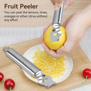 Stainless Steel Lemon Zester Grater, Lemon Zester Tool with Channel Knife Citrus Zester Lemon Peeler for Cocktails, Stainless Steel Lemon Lime Orange Peeler Fruit Zester Citrus Scraper