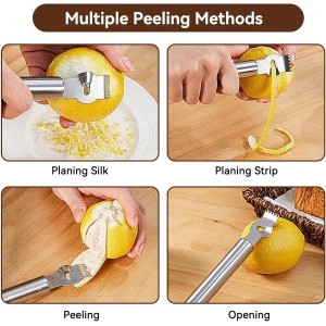 Stainless Steel Lemon Zester Grater, Lemon Zester Tool with Channel Knife Citrus Zester Lemon Peeler for Cocktails, Stainless Steel Lemon Lime Orange Peeler Fruit Zester Citrus Scraper