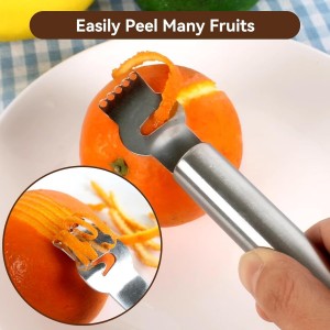 Stainless Steel Lemon Zester Grater, Lemon Zester Tool with Channel Knife Citrus Zester Lemon Peeler for Cocktails, Stainless Steel Lemon Lime Orange Peeler Fruit Zester Citrus Scraper