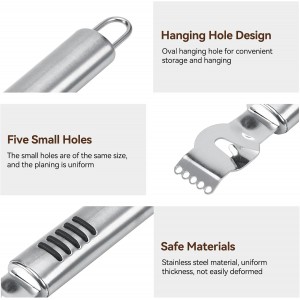 Stainless Steel Lemon Zester Grater, Lemon Zester Tool with Channel Knife Citrus Zester Lemon Peeler for Cocktails, Stainless Steel Lemon Lime Orange Peeler Fruit Zester Citrus Scraper