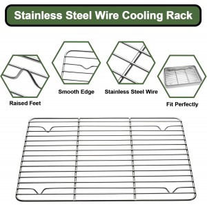 Baking Sheet Tray Cooling Rack with Silicone Baking Mat Set, Stainless Steel Cookie Pan For Oven, Set of 9 (3 Sheets + 3 Racks + 3 Mats), Warp Resistant & Heavy Duty & Easy Clean, Red