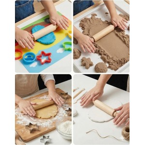 8-Inch Premium Kids Mini Rolling Pins (6-Pack) Splinter-Free, Non-Stick Hardwood for Baking, Sensory Crafts, Play-Doh, Clay, Therapeutic Fine Motor Skills for Toddlers, Great Gift for Children