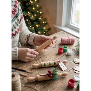 8-Inch Premium Kids Mini Rolling Pins (6-Pack) Splinter-Free, Non-Stick Hardwood for Baking, Sensory Crafts, Play-Doh, Clay, Therapeutic Fine Motor Skills for Toddlers, Great Gift for Children