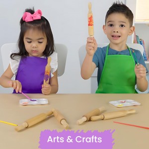 8-Inch Premium Kids Mini Rolling Pins (6-Pack) Splinter-Free, Non-Stick Hardwood for Baking, Sensory Crafts, Play-Doh, Clay, Therapeutic Fine Motor Skills for Toddlers, Great Gift for Children