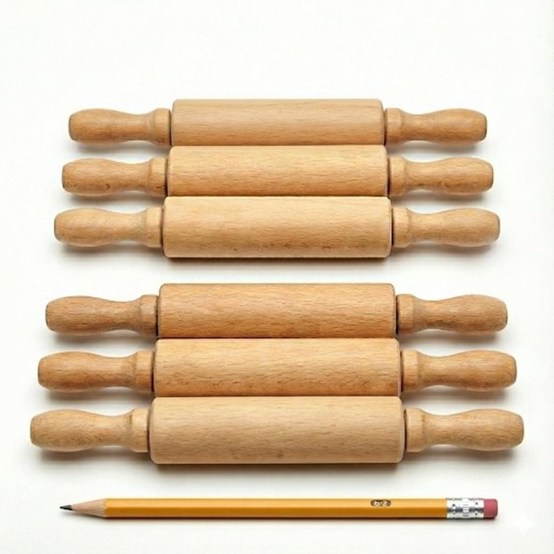 8-Inch Premium Kids Mini Rolling Pins (6-Pack) Splinter-Free, Non-Stick Hardwood for Baking, Sensory Crafts, Play-Doh, Clay, Therapeutic Fine Motor Skills for Toddlers, Great Gift for Children