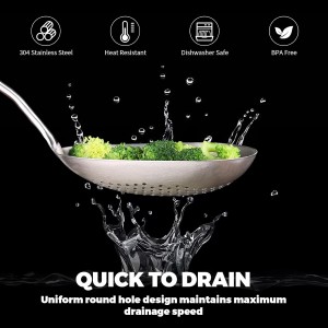 Skimmer Slotted Spoon,304 Stainless Steel Ladle/Strainer for Cooking and Frying, Pasta Strainer/Frying Spoon for Kitchen and Colander