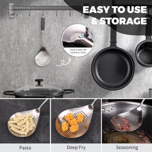 Skimmer Slotted Spoon,304 Stainless Steel Ladle/Strainer for Cooking and Frying, Pasta Strainer/Frying Spoon for Kitchen and Colander