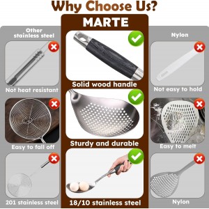 Skimmer Slotted Spoon,304 Stainless Steel Ladle/Strainer for Cooking and Frying, Pasta Strainer/Frying Spoon for Kitchen and Colander