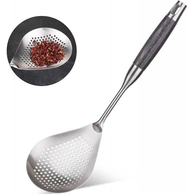 Skimmer Slotted Spoon,304 Stainless Steel Ladle/Strainer for Cooking and Frying, Pasta Strainer/Frying Spoon for Kitchen and Colander
