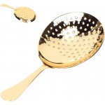 Julep Strainer Cocktail Spoon, Gold Cocktail Strainer Small Strainer with Handle Stainless Steel Cocktail Strainer Bar Tool for Home or Commercial Use