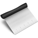Rainspire Bench Scraper, Stainless Steel Dough Scraper, Pastry Scraper, Pizza and Dough Cutter Multi-Purpose Scraper/Chopper, Pizza Cutter Food Chopper Baking Supplies Kitchen Gadgets, Black
