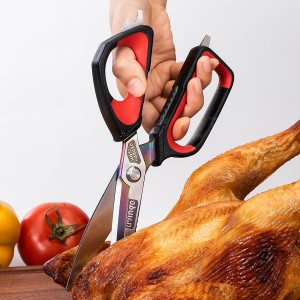 LIVINGO Heavy Duty Kitchen Shears - Titanium Coated Hot Forged Sharp Multipurpose Stainless Steel Utility Shears for Household Culinary Food Cutting Chicken Meat Cooking, Dishwasher Safe, 9.5 Inch