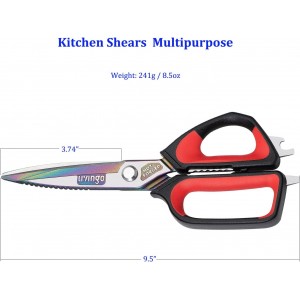 LIVINGO Heavy Duty Kitchen Shears - Titanium Coated Hot Forged Sharp Multipurpose Stainless Steel Utility Shears for Household Culinary Food Cutting Chicken Meat Cooking, Dishwasher Safe, 9.5 Inch