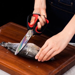 LIVINGO Heavy Duty Kitchen Shears - Titanium Coated Hot Forged Sharp Multipurpose Stainless Steel Utility Shears for Household Culinary Food Cutting Chicken Meat Cooking, Dishwasher Safe, 9.5 Inch