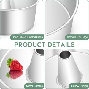 TeamFar 10inch Angel Food Cake Pan, Stainless Steel Cake Pan with Tube, Healthy & Non-toxic, Sturdy & One-Piece, Mirror Finish & Dishwasher Safe