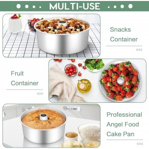 TeamFar 10inch Angel Food Cake Pan, Stainless Steel Cake Pan with Tube, Healthy & Non-toxic, Sturdy & One-Piece, Mirror Finish & Dishwasher Safe