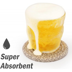 ABenkle 8 Pcs Drink Coasters with Holder, Cotton Woven Absorbent Coasters for Drinks, Minimalist Home Decor Coaster Set for Wooden Tabletop Protection Table, 4.3 inches Mixed Brown