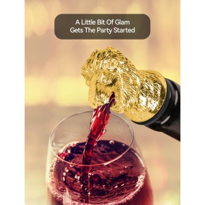 Lion Head Wine Aerator Pourer Spout, Olive Oil Liquor Bottle Decanter, Gold Plated Creative Gifts for Alcohol Spirits Whiskey