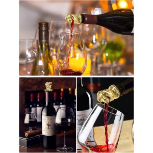 Lion Head Wine Aerator Pourer Spout, Olive Oil Liquor Bottle Decanter, Gold Plated Creative Gifts for Alcohol Spirits Whiskey