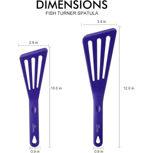 HOTEC 600℉ Heat Resistant Silicone Slotted Fish Turner Spatula Set, BPA Free Kitchen Cooking Spatulas, for Non Stick Cookware Dishwasher Safe Classic Blue, set of 2